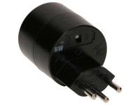 Reiseadapter Schuko Typ12 asymmetrisch Schwarz Reiseadapter Schuko Typ12 asymmetrisch Schwarz