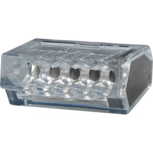 Morsetto a innesto trasparente per fili da 0,75-2,5 mm, 5 poli, dal set da 10 pezzi.