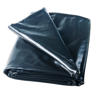 Telo per laghetto in PVC Heissner nero piegato, 6x8 m, spessore 1 mm.