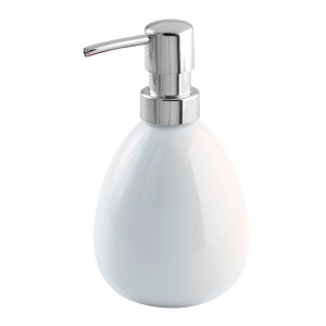 Distributeur de savon blanc Wenko Polaris avec pompe chromée, 390 ml.
