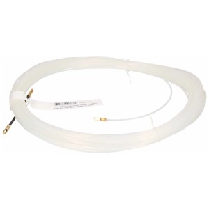 Fil de tirage en nylon, diamètre 3 mm, longueur 25 m, avec œillet et ressort de guidage pour goulottes de câbles.