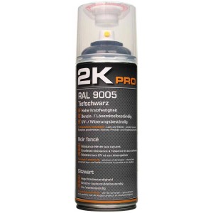 Spray di vernice trasparente 2K RAL 9005 nero intenso lucido, 400ml per riparazioni di vernice.