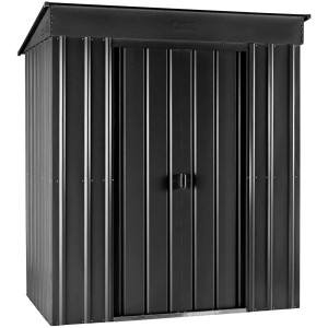 Abri de jardin en métal anthracite, 178x172x113 cm, avec porte coulissante. Idéal pour ranger les outils de jardin.