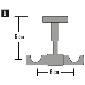 Gardinia Supporto a soffitto Europa, argento antico, dimensioni: 6x6 cm, per bastoni per tende a 1 o 2 binari.