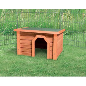 Trixie Natura cabane pour petits animaux, maison en bois marron avec feutre bitumé, 40x20x28 cm.