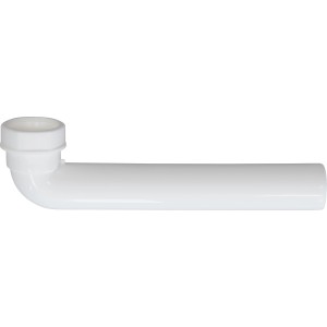 Coude d'évacuation d'évier blanc en plastique (44,8 mm) pour raccordement siphon.