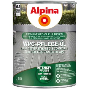 Dose Alpina WPC-Pflege-Öl Grau 2,5 l für die Holzpflege und Schutz vor Vergrauung.