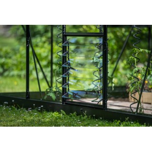 Ensemble fenêtre à persiennes Halls Icon Standard, 135x61cm, noir, pour accessoires de serre. Fenêtre à persiennes en verre.