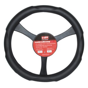 Coprivolante sportivo nero traforato per volanti da 37-39 cm.