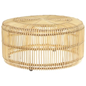 Tavolino rotondo Limni in rattan naturale, Ø 84 cm, altezza 40 cm.