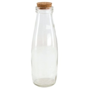 Bottiglia in vetro trasparente Orion con tappo in sughero, Ø 6,5 cm, altezza 21 cm. Vaso decorativo per fiori e rami.