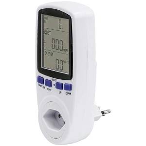 Digitales Steffen Energie-Messgerät in Weiß zur Hausfunksteuerung mit LCD-Display.