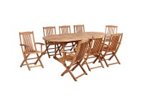 Beliani Gartenmöbel-Set Maui II Akazienholz Ausziehbare Tischplatte 9-tlg.