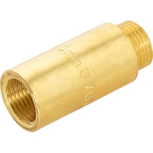 Rallonge de robinet en laiton, 50 mm, avec filetages mâle et femelle pour raccords filetés.