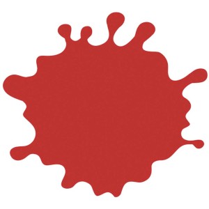 Macchia di vernice rossa, simbolo della vernice per mobili e giocattoli Little Stars 'Cappuccetto Rosso'.
