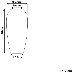Schizzo del vaso decorativo Lorca grigio scuro con dimensioni.