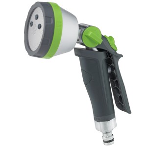Geka Multibrause Plus 5S Grigio, pistola da giardino con 5 getti e valvola di regolazione.