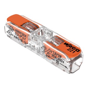 Connecteur traversant transparent Wago pour fils 0,2-4 mm², lot de 10 pièces.