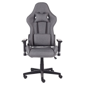 Sedia da gaming Beliani Warrior, grigio scuro, con cuscini per collo e lombare.