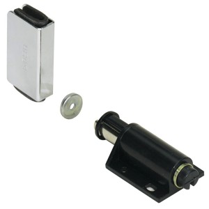 Chiusura magnetica a pressione in plastica nera per montaggio a vite, accessori per mobili.
