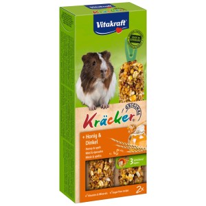 Vitakraft Kräcker Miel et Épeautre pour cochon d'inde, 2 pièces. Aliment complémentaire à base de céréales et miel.
