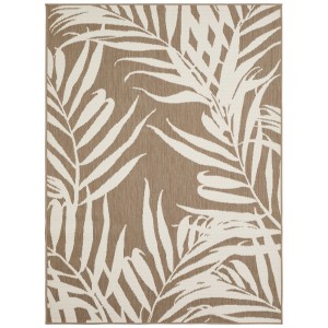 Tappeto da esterno Andiamo Reno beige-taupe con motivo a foglie di palma, 120x160 cm.