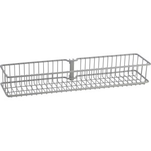 Panier métallique en fil de fer, 2 rangées, blanc-alu, pour étagères.