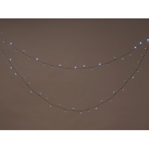 Guirlande lumineuse extérieure OBI 1000 LED blanc froid, câble vert, pour jardin et terrasse.