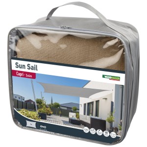 Vela ombreggiante Windhager Capri confezionata, rettangolare, color canna, 3x4 m. Ideale per l'ombra in giardino.