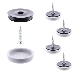 Wagner QuickClick patin glisseur 12 pièces, noir-gris, Ø 17mm, pour patins de meubles et protection de surface.