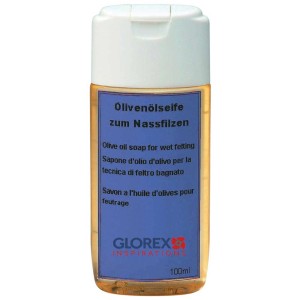 Flacone di sapone all'olio d'oliva (100ml) per feltro ad acqua. Ideale per lana liscia nella saponificazione.