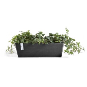 Jardinière Ecopots Brügge gris foncé avec lierre, 17x17x45 cm.