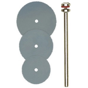 Proxxon dischi da taglio, set da 3 pezzi con diametro 16, 19, 22 mm e supporto per utensili miniaturizzati.