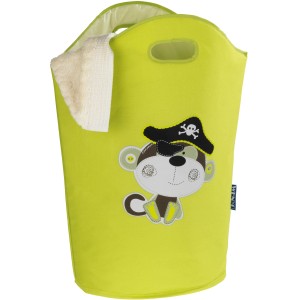 Cesto portabiancheria verde Wenko Kids Anton con scimmietta pirata, capacità 24 litri.