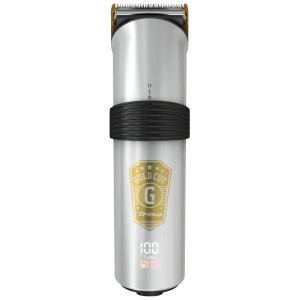 Tondeuse à cheveux Trisa Gold Cut en acier inoxydable : Tondeuse de précision argent et or avec écran LC.