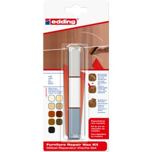 edding Möbel Reparaturwachs 8901 Weiß, Set mit Wachsstiften in verschiedenen Farben zur Möbelreparatur.
