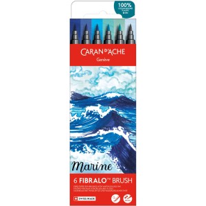 Caran d'Ache Fasermaler Fibralo Brush Marine 6er-Set