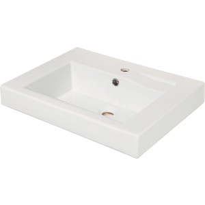 Lavabo blanc AquaSu linHa, 60 cm, rectangulaire, pour salle de bain ou toilettes invités.