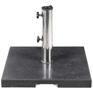 Support de parasol Beliani Ceggia en granit noir avec tube en acier inoxydable.