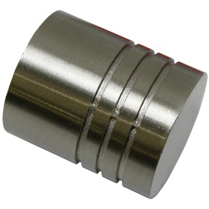 Gardinia Terminale Chicago cilindrico, effetto acciaio inox, per aste da 20 mm, confezione da 2.