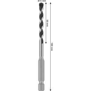 Punta per piastrelle Bosch Pro Hex-5, diametro 5 mm, lunghezza 100 mm, colore argento.