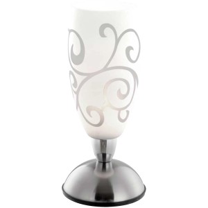 Globo Auriga lampe de table à motif, lampe de chevet en chrome et verre.