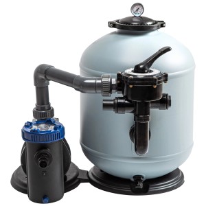 Système de filtration Steinbach SM 14 pour piscines jusqu'à 70 000 l, avec vanne 6 voies et manomètre.