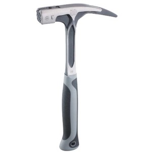 Martello da carpentiere Ruthe con faccia ruvida, acciaio pieno, manico bicomponente grigio. Martello per artigiani.