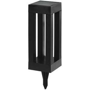 Schwarze Eglo LED Solarleuchte mit Erdspiess für den Garten.