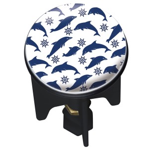 Wenko Tappo lavandino Pluggy Dolphin con motivo delfino blu e timone.