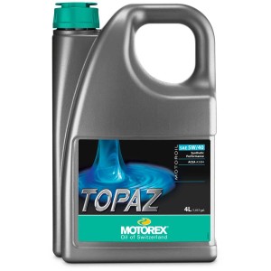 Huile moteur Motorex Topaz SAE 5W/40 en bidon de 4 litres.