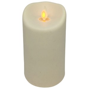 Bougie LED d'extérieur crème en plastique, avec flamme mobile et minuterie, 7,5x12,5 cm.
