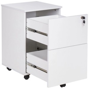 Beliani Armoire de bureau Johnson à roulettes blanche 62 x 40 x 40 cm