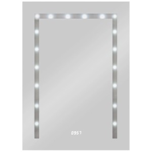 Specchio luminoso a LED Timelight con illuminazione indiretta e orologio digitale.